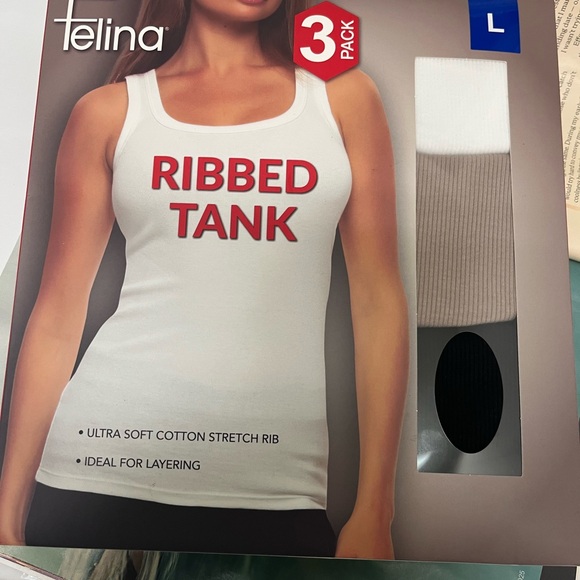 Felina 3-Pack Ribbed Tank Tops Size large Cotton Stretch NEW(M/L) - Picture 1 of 16